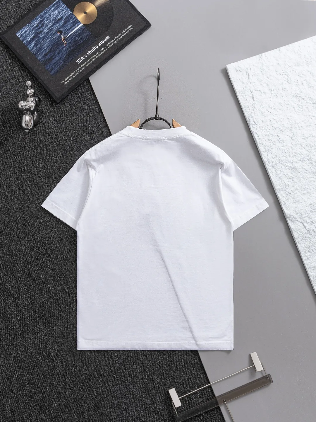 P100✨🔥 [BALENCIAGA] 2026FW short-sleeved T-shirt Premium 26s double yarn 300g fabric embroidery fraying process Color: Black White Green Size: S M L XL 2XL